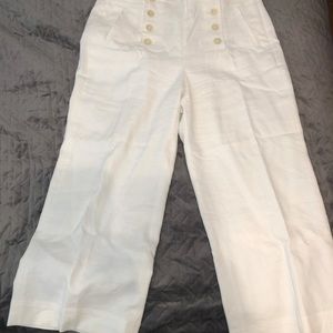 Jcrew lined linen cropped sailor pants.